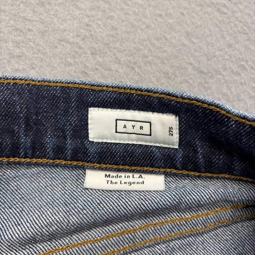 AYR The Legend Jeans Womens 27S Dark Wash Blue High Rise Straight Leg USA Made - Picture 7 of 14